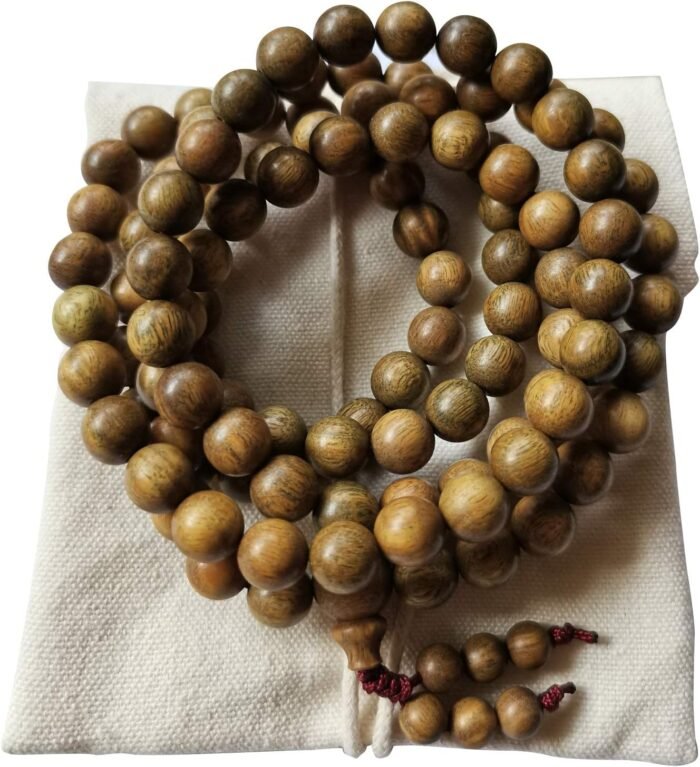 HAPPEACE 8mm Natural Fragrant Green Sandalwood 108 Mala Meditation Beads - Tibet... - Image 2