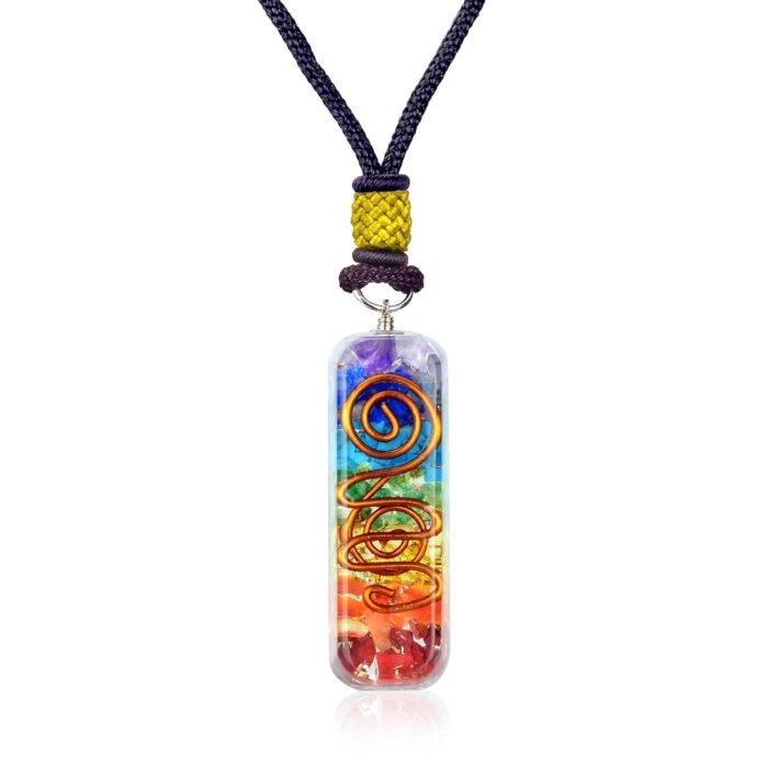 Handmade Orgonite Crystal Seven Chakra Pendant with Adjustable Cord - Orgone Hea... - Image 2