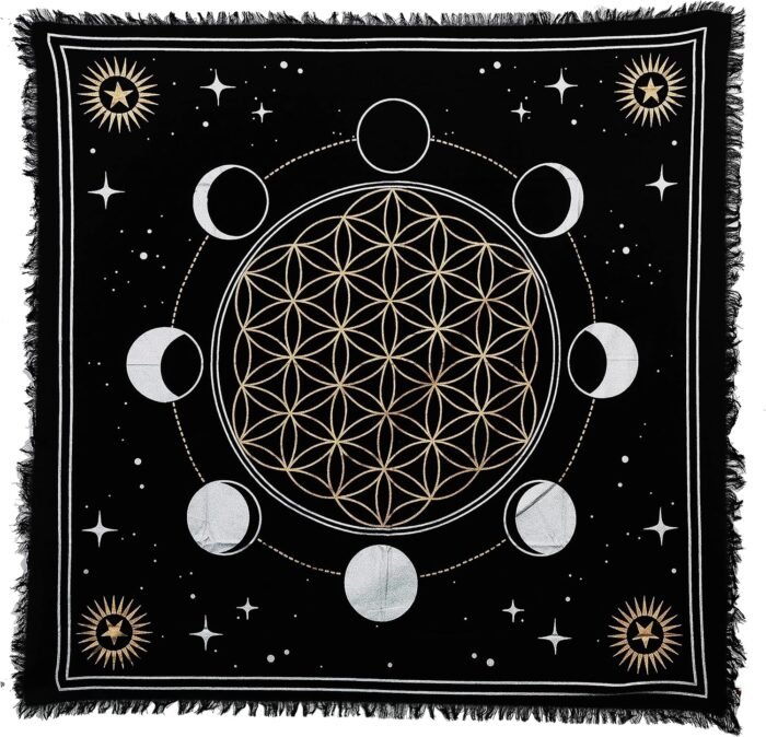 Indian Consigners Altar Cloth Phases of Moon Sun, Star & Moon Universe Premium W... - Image 2