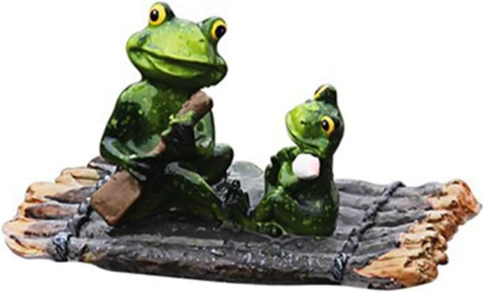 JIANWEI Water Floating Frog Ornament, Resin Frog Figurine Pond Decor, Animal Gar... - Image 2
