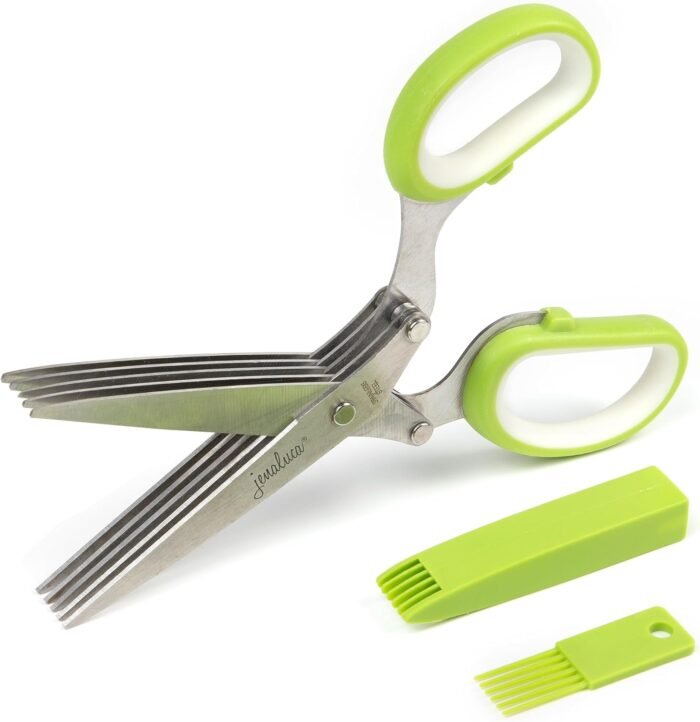 Jenaluca 5 Blade Herb Scissors - Salad Scissors - Cut & Chop Fresh Herbs & Leafy... - Image 2