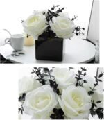 LADADA Artificial Flowers with Small Ceramic Vases, Roses in Vases Plastic Artif... - Image 2
