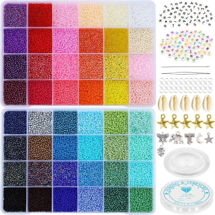 LEECOON 33600+pcs Size 12/0 2mm Glass Seed Beads for Bracelet Jewelry Making, Sm... - Image 2