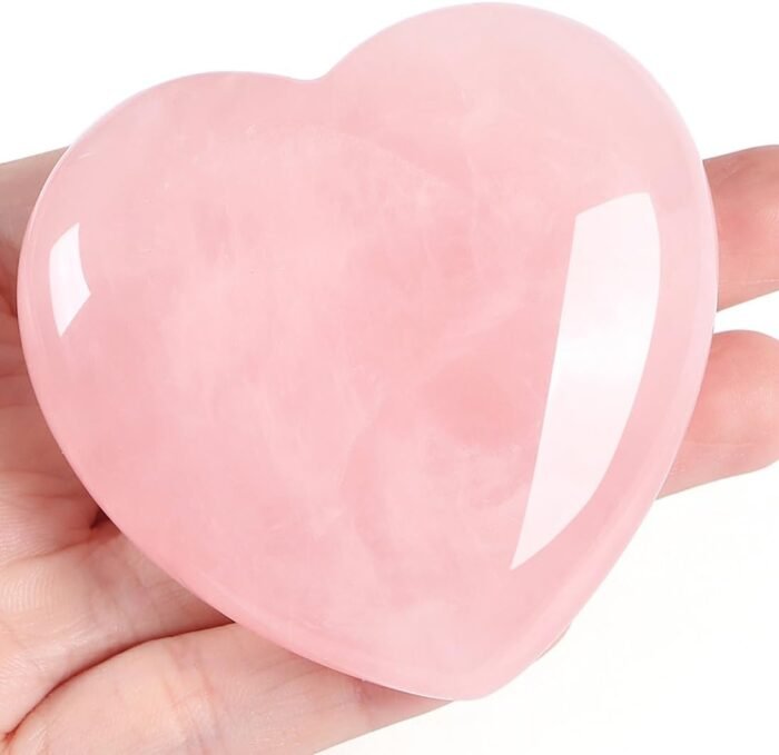 MAIBAOTA 60 mm Rose Quartz Crystals Heart Stone Valentines Gifts for Her Women C... - Image 2