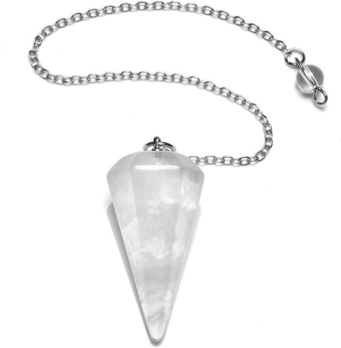 MANIFO Natural Clear Quartz Crystal Pendulum Faceted Point Gemstone Reiki Healin... - Image 2