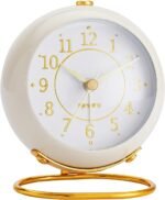 Metal Desk Clock, Retro Bedroom Table Vintage Analog Alarm Clock, Silent Non-Tic... - Image 2