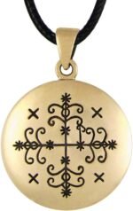 Moonlight Mysteries Bronze Papa Legba Voodoo Loa Veve Symbol Pendant Necklace - Image 2