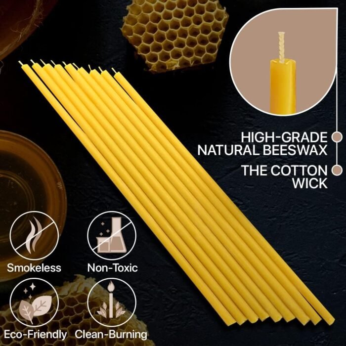 Natural Candles 7” 15 pcs Best Candle Pure Deep Yellow Bee Wax with Great Honey ... - Image 2