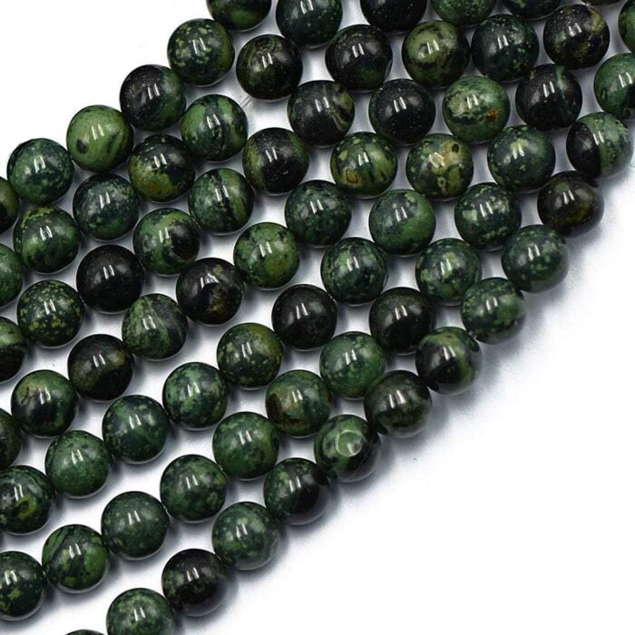 Natural Crocodile Kambaba Jasper Semi Precious Gemstone Round 8mm Green Stone Be... - Image 2