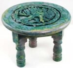 New Age Imports Round Tree of Life Altar Table, Rustic Green, Magenta - Image 2