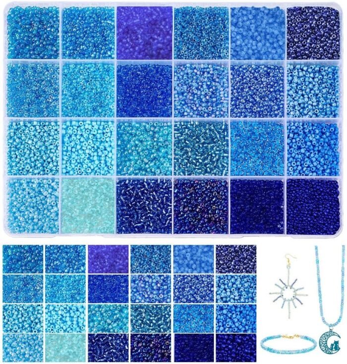 PH PandaHall 24000pcs Glass Seed Beads 2mm 12/0 Mini Blue Friendship Waist Beads... - Image 2