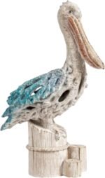 Pelican Statue Figurine Coral Reef Beach Home Decor (Blue Pelican on Post) 13 3/... - Image 2
