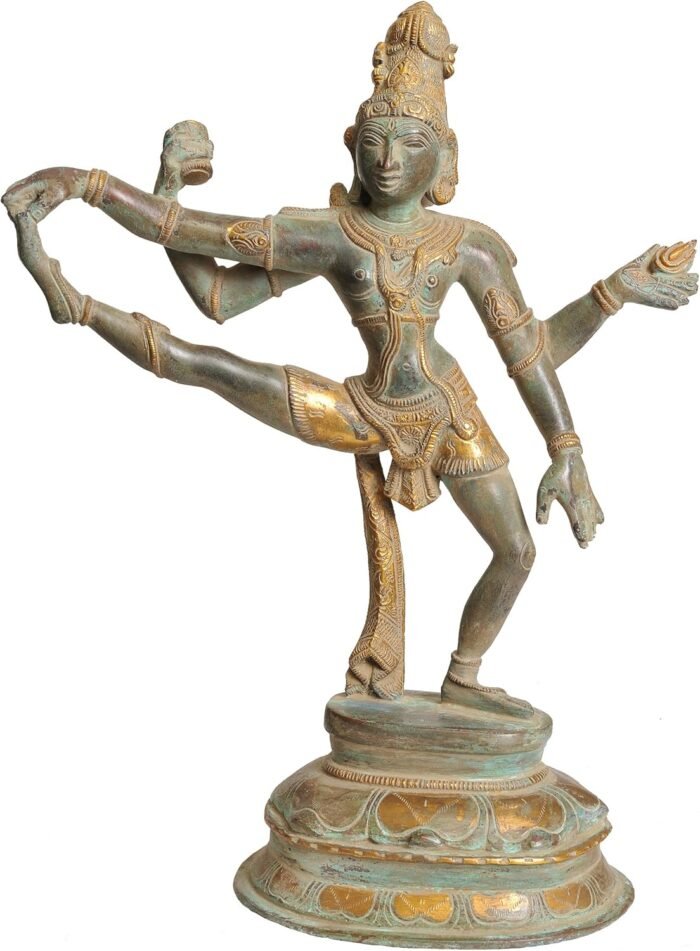 Shiva-The Dancer in One Leg Raised Mudra Statues, Green - Image 2
