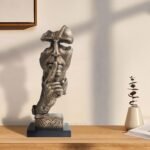 Silence is Golden Statues, Bronze Thinker Sculpture, 12'' Modern Abstract Decor ... - Image 2