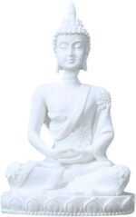 White Mini Buddha Yoga Meditation Statue Harmonious Figurine Collectible Sandsto... - Image 2