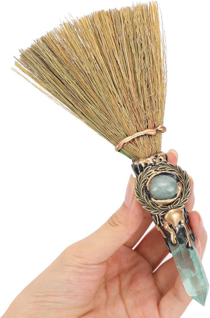 Witch Broom Green Crystal - Witch Wiccan Altar Broom Witchcraft Witches Pagan Al... - Image 2