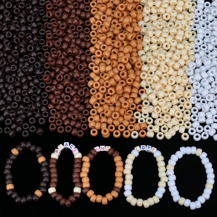 ZHIYUXI 1000PCS Brown Pony Beads Bulk for Bracelets Making 6x9mm 5style Brown Po... - Image 2