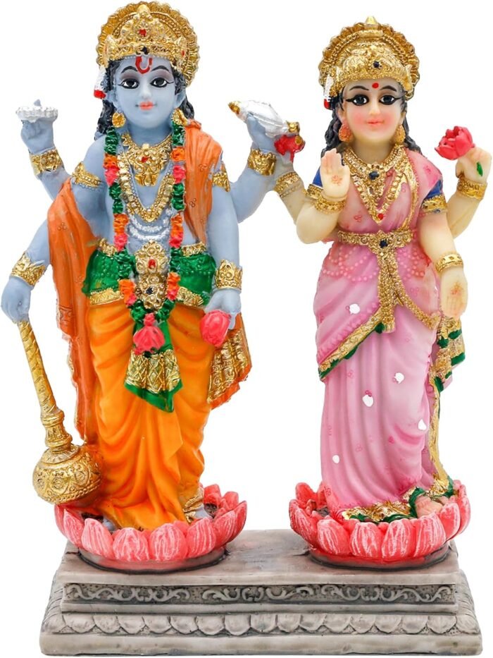 alikiki Vishnu Lakshmi Narayana Statue – 4.7 Inch Lord Vishnu W/Laxmi MATA India... - Image 2