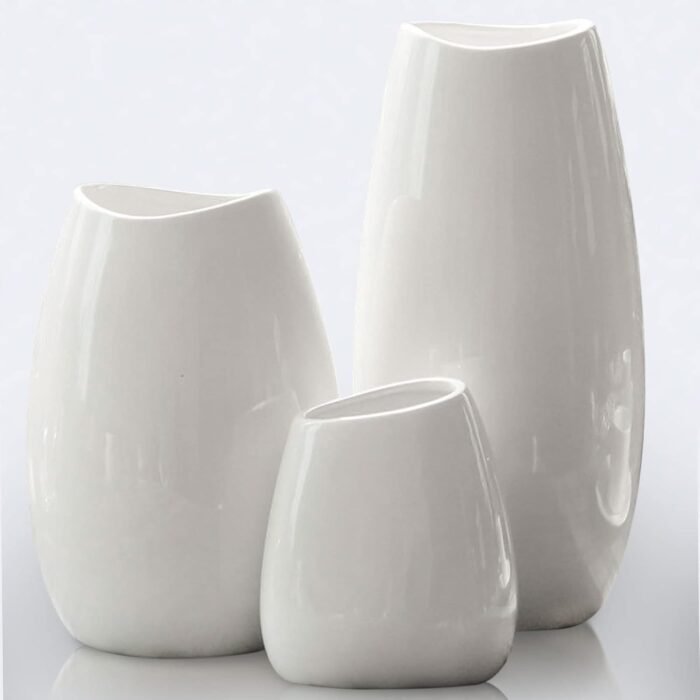 hjn Ceramic Vase Set of 3 White Flower Vase for Home Decor, Modern Decorative Va... - Image 2