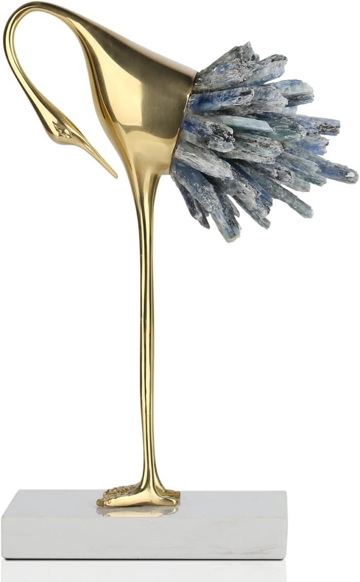 suruim Gold Decor Accents,Brass Birds Statues Gold Home Decor Modern Crystal Dec... - Image 2