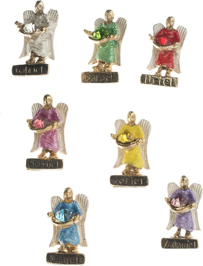 1 inch (2.5cm) Seven Archangels with Cristal Mini Statue Set Angel Figures Weekl... - Image 2