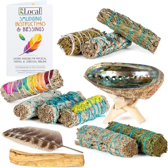 10 Sage Smudge Kit - Flower Sage, White Sage, Blue Sage, Yerba Santa, Cedar, Jun... - Image 2