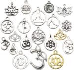 100g(80pcs) Craft Supplies Antique Silver Yoga OM Lotus Flower Charms for Jewelr... - Image 2