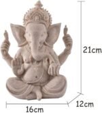 8.3" Ganesha Statues, Elephant God Sculpture, Sandstone Figurine, Meditation Orn... - Image 3