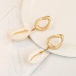 Natural Seashell Earrings Bohemian Turquoise Pearl Silver Scallop Drop Dangle Ea... - Image 4