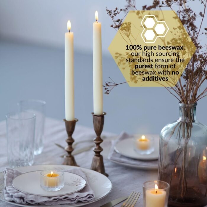 Big Dipper Wax Works Ivory White Candles, Hand Dipped Beeswax Taper Candles, 12-... - Image 4