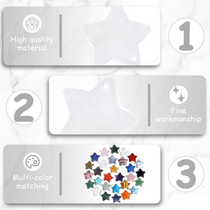 QINJIEJIE 20 PCS Clear Quartz Star Crystals Healing Stones Polished Crystal Cute... - Image 4
