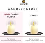 Satvik 4 Pc of 4.5 Inch Metal Candle Holder Plate Golden Decorative Iron Pillar ... - Image 5