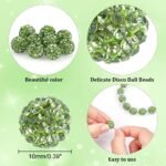 PandaHall 100pcs Green Rhinestone 10mm Disco Ball Round Crystal Beads for Neckla... - Image 5