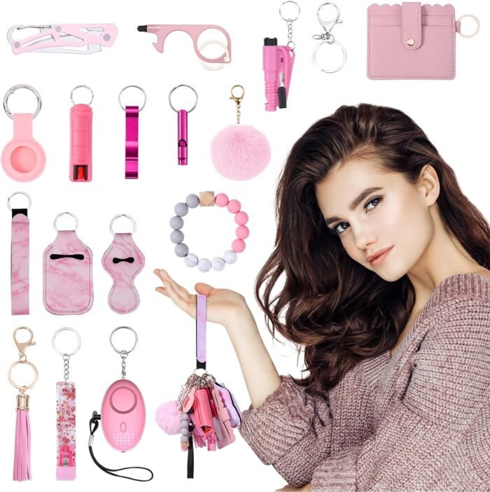 AMIR Safety Keychain Set for Women, Wristlet Strap Keychain with Personal Alarm ... - Image 3