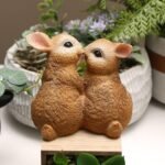 Garden Statues Kissing Bunny Sculpture Couple Resin Bunny Figurines,Animal Coupl... - Image 5
