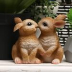 Garden Statues Kissing Bunny Sculpture Couple Resin Bunny Figurines,Animal Coupl... - Image 6