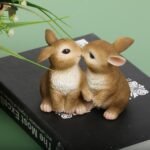 Garden Statues Kissing Bunny Sculpture Couple Resin Bunny Figurines,Animal Coupl... - Image 8
