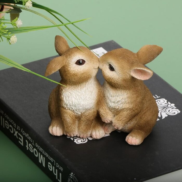 Garden Statues Kissing Bunny Sculpture Couple Resin Bunny Figurines,Animal Coupl... - Image 8
