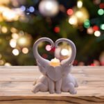 Glowing Couple Elephant Candlestick Holder Set Resin Animal Figurine Creative Ho... - Image 3