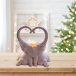 Glowing Couple Elephant Candlestick Holder Set Resin Animal Figurine Creative Ho... - Image 4