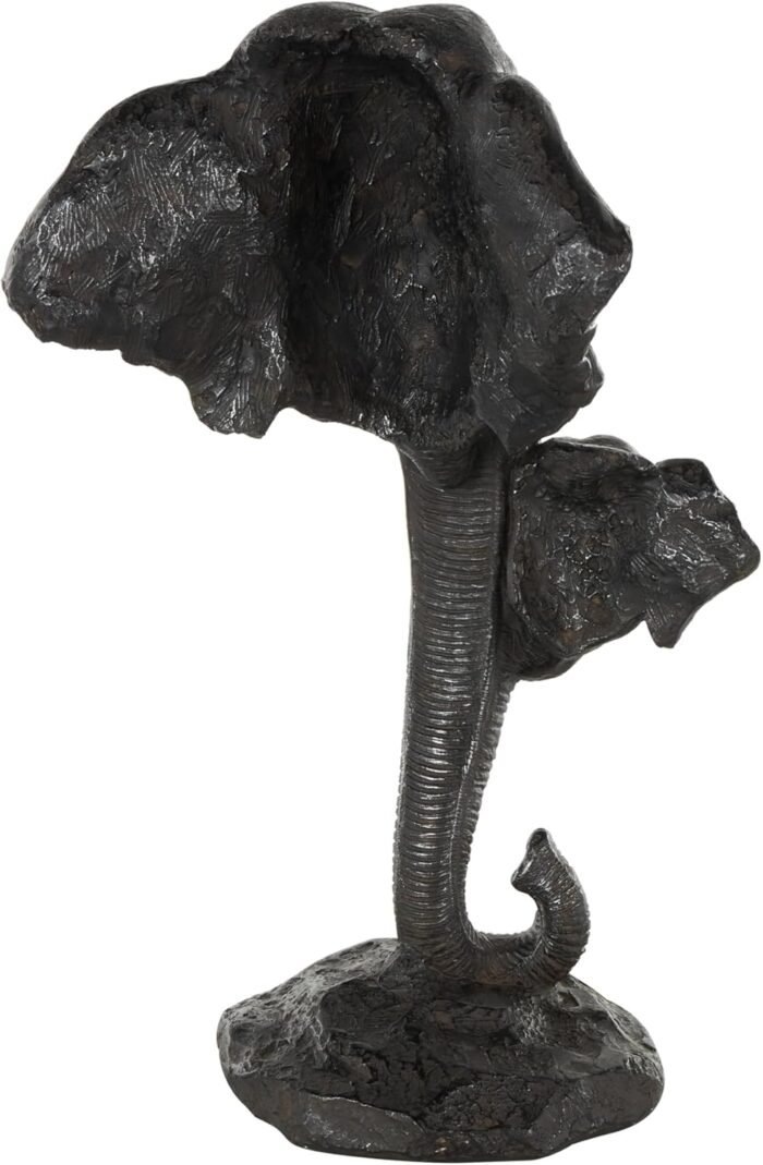 Deco 79 Polystone Elephant Mom and Baby Sculpture, 10" x 7" x 17", Black - Image 4