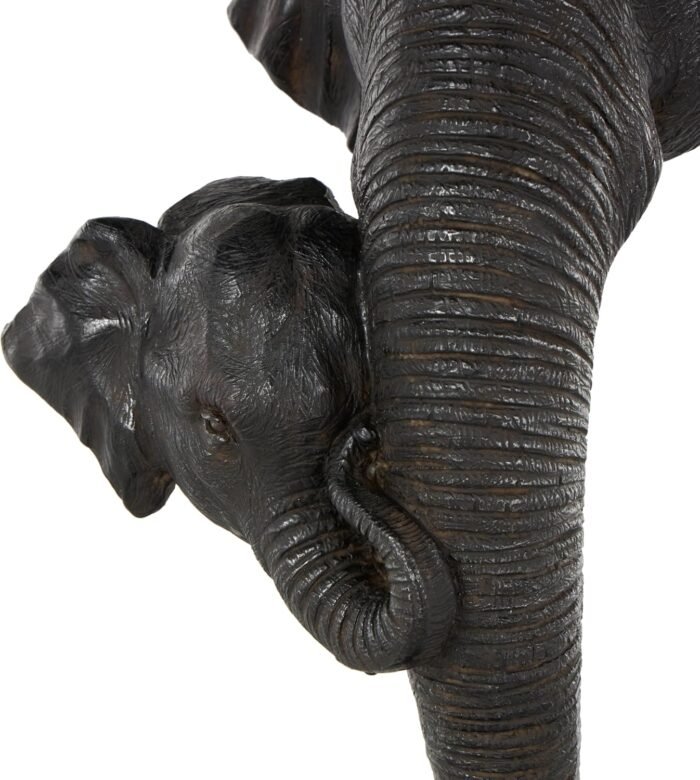 Deco 79 Polystone Elephant Mom and Baby Sculpture, 10" x 7" x 17", Black - Image 5