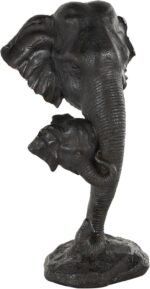 Deco 79 Polystone Elephant Mom and Baby Sculpture, 10" x 7" x 17", Black - Image 8