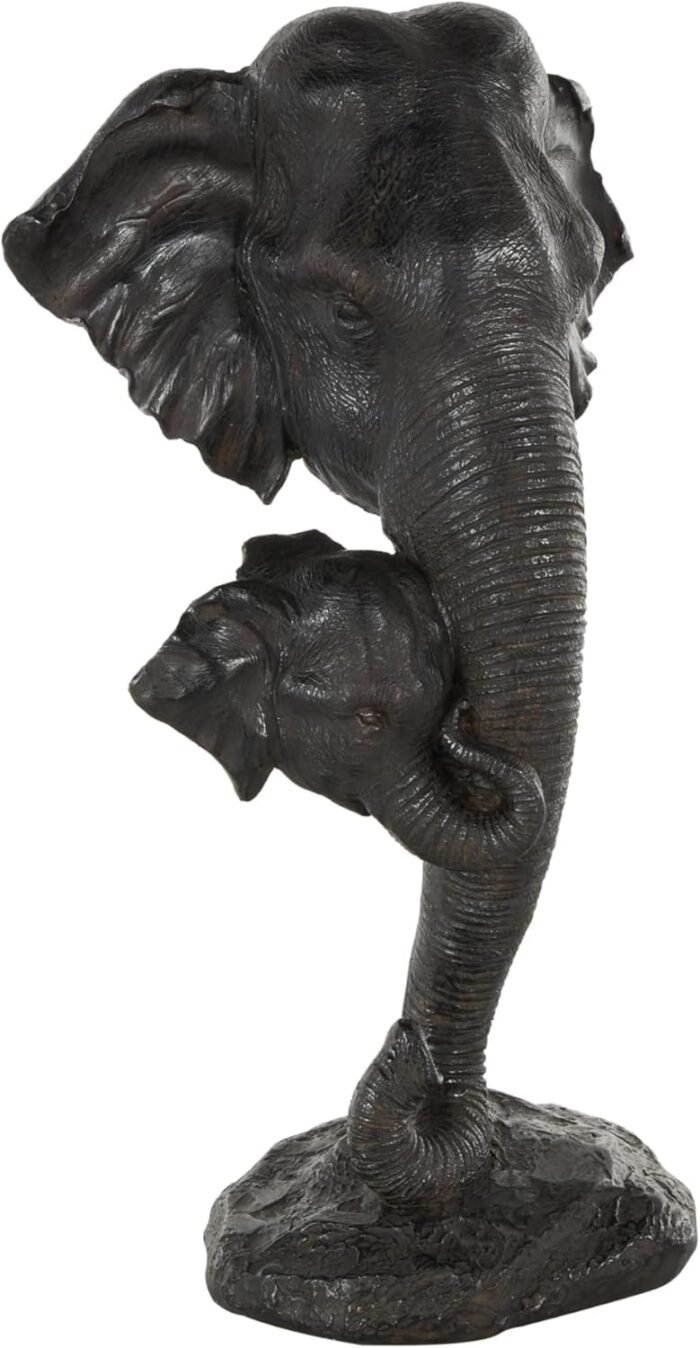 Deco 79 Polystone Elephant Mom and Baby Sculpture, 10" x 7" x 17", Black - Image 8