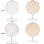 AXEARTE 2 Pack Wooden Carved Cutout Flower Medallion Sculpture, Rustic Distresse... - Image 3