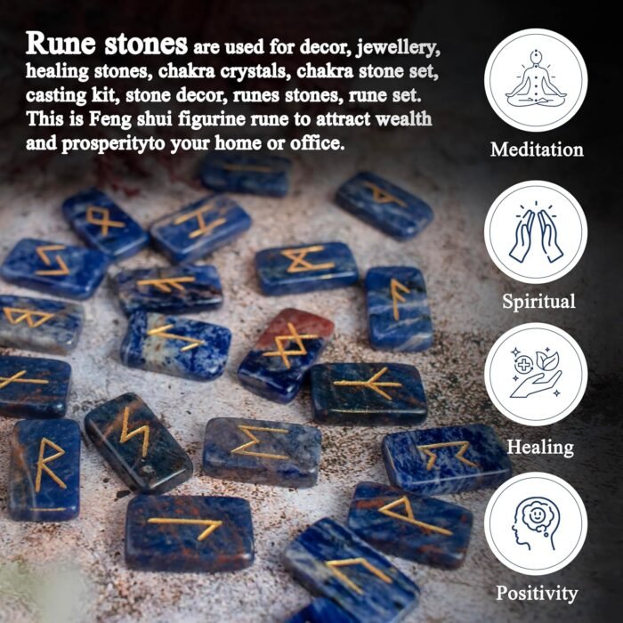 Sodalite Rune Stones Set - Polished Stone Elder Futhark Witchcraft Supplies Gems... - Image 3