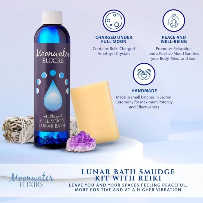 Full Moon Spiritual Bath Kit with Bath Oil, Sage Smudge Stick & Smudge Soap - Cl... - Image 3