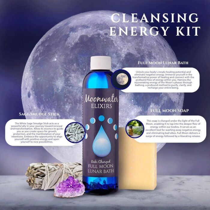 Full Moon Spiritual Bath Kit with Bath Oil, Sage Smudge Stick & Smudge Soap - Cl... - Image 4