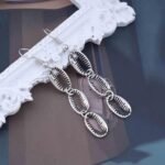 Vintage Metal Cowrie Drop Earrings Puka Shell Dangle Earrings Long Shell Hook Ea... - Image 6