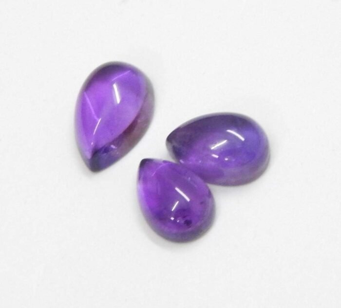 Natural Amethyst Pear Shape Cabochon Loose Gemstone 3pcs Box For Making Earrings... - Image 3